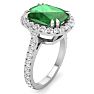 4 1/2 Carat Cushion Cut Zambian Emerald and Diamond Ring In 14 Karat White Gold Image-2