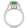 4 1/2 Carat Cushion Cut Zambian Emerald and Diamond Ring In 14 Karat White Gold Image-4