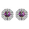 2 1/10 Carat Mystic Topaz and Diamond Antique Stud Earrings In 14 Karat White Gold Image-1
