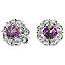 2 1/10 Carat Mystic Topaz and Diamond Antique Stud Earrings In 14 Karat White Gold Image-2