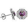 2 1/10 Carat Mystic Topaz and Diamond Antique Stud Earrings In 14 Karat White Gold Image-3