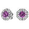 2 1/10 Carat Pink Topaz and Diamond Antique Stud Earrings In 14 Karat White Gold Image-2