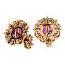 Pink Gemstones 2 1/10 Carat Pink Topaz and Diamond Antique Stud Earrings In 14 Karat Yellow Gold Image-4