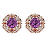 Pink Gemstones 2 1/10 Carat Pink Topaz and Diamond Antique Stud Earrings In 14 Karat Rose Gold Image-1