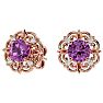 Pink Gemstones 2 1/10 Carat Pink Topaz and Diamond Antique Stud Earrings In 14 Karat Rose Gold Image-2