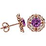 Pink Gemstones 2 1/10 Carat Pink Topaz and Diamond Antique Stud Earrings In 14 Karat Rose Gold Image-3