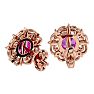 Pink Gemstones 2 1/10 Carat Pink Topaz and Diamond Antique Stud Earrings In 14 Karat Rose Gold Image-4