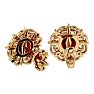 Garnet Earrings: Garnet Jewelry: 2 1/10 Carat Garnet and Diamond Antique Stud Earrings In 14 Karat Yellow Gold Image-4