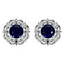 2 1/5 Carat Sapphire and Diamond Antique Stud Earrings In 14 Karat White Gold Image-1