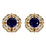 2 1/5 Carat Sapphire and Diamond Antique Stud Earrings In 14 Karat Yellow Gold Image-1