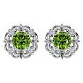 1 3/4 Carat Peridot and Diamond Antique Stud Earrings In 14 Karat White Gold Image-1