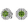 1 3/4 Carat Peridot and Diamond Antique Stud Earrings In 14 Karat White Gold Image-2