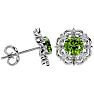 1 3/4 Carat Peridot and Diamond Antique Stud Earrings In 14 Karat White Gold Image-3