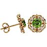 1 3/4 Carat Peridot and Diamond Antique Stud Earrings In 14 Karat Yellow Gold Image-3
