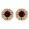 2 1/5 Carat Ruby and Diamond Antique Stud Earrings In 14 Karat Yellow Gold Image-1