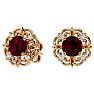 2 1/5 Carat Ruby and Diamond Antique Stud Earrings In 14 Karat Yellow Gold Image-2