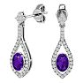 2 Carat Oval Shape Amethyst and Diamond Dangle Earrings In 14 Karat White Gold Image-1