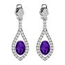 2 Carat Oval Shape Amethyst and Diamond Dangle Earrings In 14 Karat White Gold Image-2