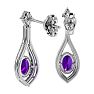 2 Carat Oval Shape Amethyst and Diamond Dangle Earrings In 14 Karat White Gold Image-4