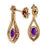 2 Carat Oval Shape Amethyst and Diamond Dangle Earrings In 14 Karat Yellow Gold Image-4