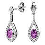 Pink Gemstones 2 1/2 Carat Oval Shape Pink Topaz and Diamond Dangle Earrings In 14 Karat White Gold Image-1