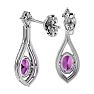 Pink Gemstones 2 1/2 Carat Oval Shape Pink Topaz and Diamond Dangle Earrings In 14 Karat White Gold Image-4