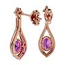Pink Gemstones 2 1/2 Carat Oval Shape Pink Topaz and Diamond Dangle Earrings In 14 Karat Rose Gold Image-4