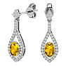 2 Carat Oval Shape Citrine and Diamond Dangle Earrings In 14 Karat White Gold Image-1