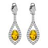 2 Carat Oval Shape Citrine and Diamond Dangle Earrings In 14 Karat White Gold Image-2