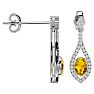 2 Carat Oval Shape Citrine and Diamond Dangle Earrings In 14 Karat White Gold Image-3