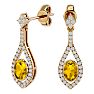 2 Carat Oval Shape Citrine and Diamond Dangle Earrings In 14 Karat Yellow Gold Image-1