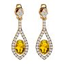 2 Carat Oval Shape Citrine and Diamond Dangle Earrings In 14 Karat Yellow Gold Image-2