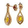 2 Carat Oval Shape Citrine and Diamond Dangle Earrings In 14 Karat Yellow Gold Image-4