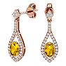 2 Carat Oval Shape Citrine and Diamond Dangle Earrings In 14 Karat Rose Gold Image-1