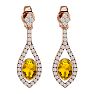 2 Carat Oval Shape Citrine and Diamond Dangle Earrings In 14 Karat Rose Gold Image-2