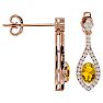 2 Carat Oval Shape Citrine and Diamond Dangle Earrings In 14 Karat Rose Gold Image-3