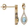 Aquamarine Earrings: Aquamarine Jewelry: 2 Carat Oval Shape Aquamarine and Diamond Dangle Earrings In 14 Karat Yellow Gold Image-3
