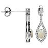 2 Carat Oval Shape Opal and Diamond Dangle Earrings In 14 Karat White Gold Image-3
