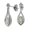 2 Carat Oval Shape Opal and Diamond Dangle Earrings In 14 Karat White Gold Image-4