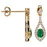 2 Carat Oval Shape Emerald and Diamond Dangle Earrings In 14 Karat Yellow Gold Image-3