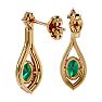 2 Carat Oval Shape Emerald and Diamond Dangle Earrings In 14 Karat Yellow Gold Image-4