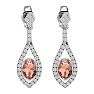 2 Carat Oval Shape Morganite Earrings and Diamond Dangles In 14 Karat White Gold Image-2