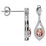 2 Carat Oval Shape Morganite Earrings and Diamond Dangles In 14 Karat White Gold Image-3