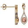 2 Carat Oval Shape Morganite Earrings and Diamond Dangles In 14 Karat Yellow Gold Image-3