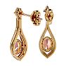 2 Carat Oval Shape Morganite Earrings and Diamond Dangles In 14 Karat Yellow Gold Image-4