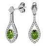 2 1/3 Carat Oval Shape Peridot and Diamond Dangle Earrings In 14 Karat White Gold Image-1