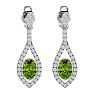 2 1/3 Carat Oval Shape Peridot and Diamond Dangle Earrings In 14 Karat White Gold Image-2