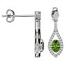 2 1/3 Carat Oval Shape Peridot and Diamond Dangle Earrings In 14 Karat White Gold Image-3