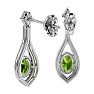 2 1/3 Carat Oval Shape Peridot and Diamond Dangle Earrings In 14 Karat White Gold Image-4