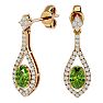 2 1/3 Carat Oval Shape Peridot and Diamond Dangle Earrings In 14 Karat Yellow Gold Image-1